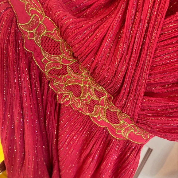 red grecian style wrap style dress with gold flecks vintage Red for sizing - Picture 4 of 7